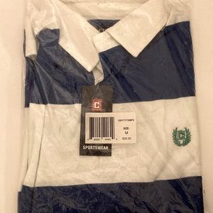 Boys Blue & White stripped polo shirt, size M 10/12
